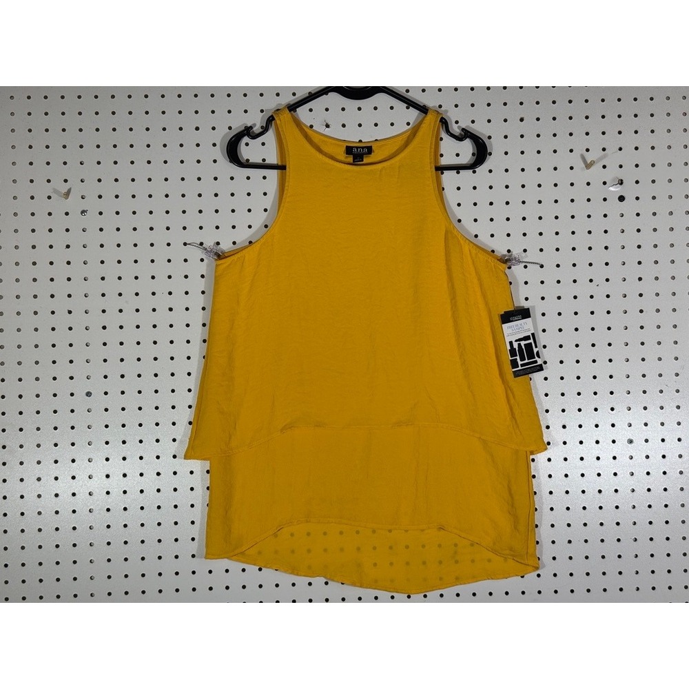 ana A New Approach Mustard Yellow Tiered Sleeveless Top Medium NWT